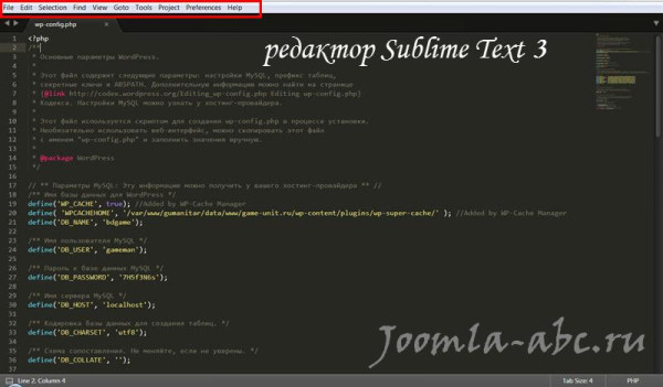 Sublime Text окно редактора